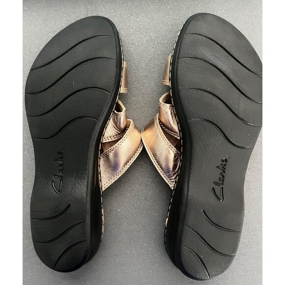 Clarks Collection Black Sole Slide Sandals Leisa Spring Rose Gold Size 9 M NWOT - Picture 6 of 6